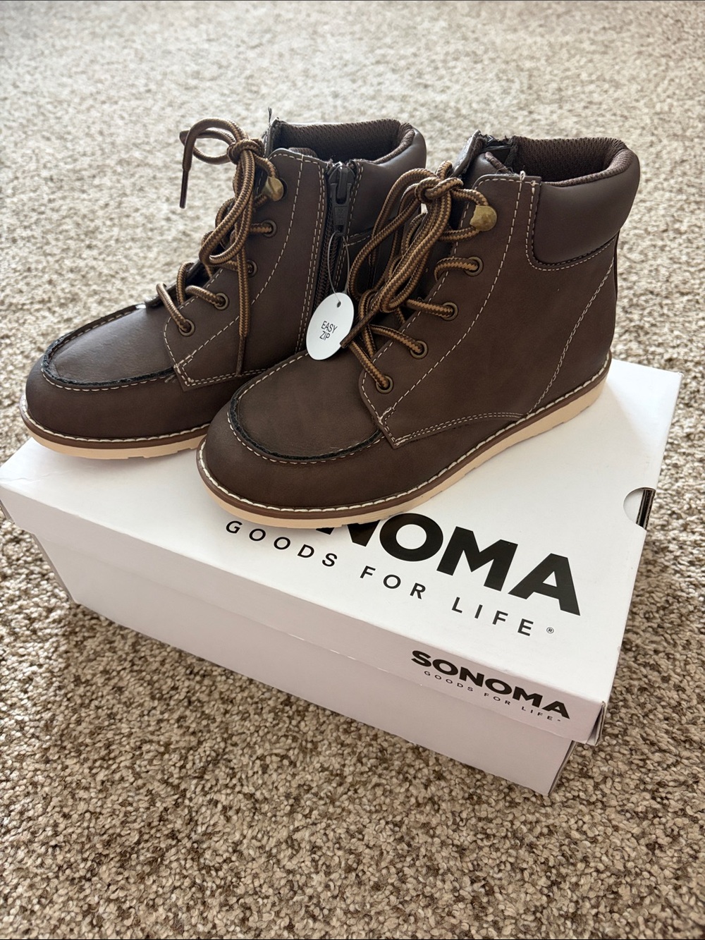 Boys Dark Brown Lace-Up Boots